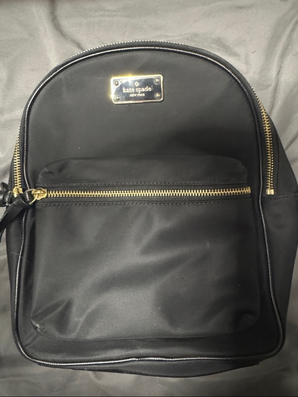 kate spade black nylon mini backpack with gold accents